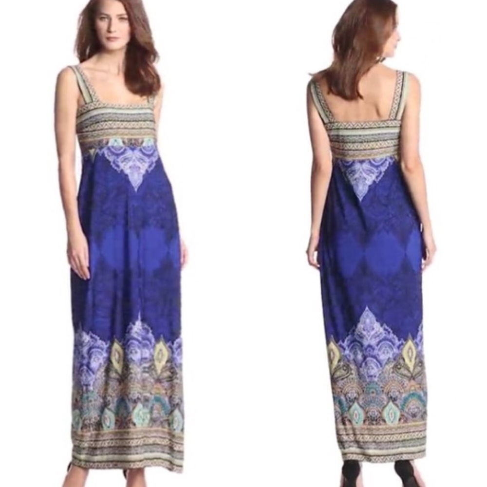 Bohemian Blue and White Maxi Dress